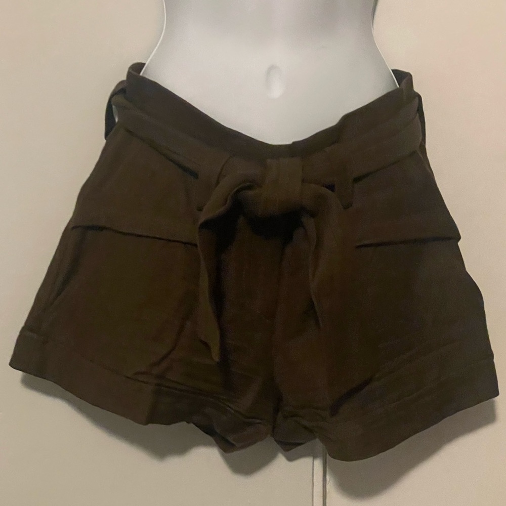 IRO Dark Khaki Linen Short